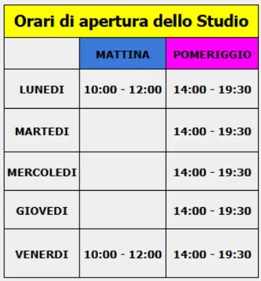 Orario Centro Auricoloterapia Moncalieri - Dott. Ventura